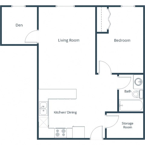 Grandview I Apartments in Grand Forks, ND | One Bedroom Floor Plan 11D