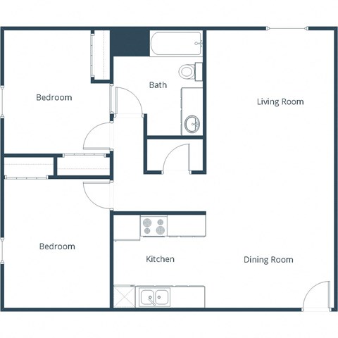 Grandview I Apartments in Grand Forks, ND | Two Bedroom Floor Plan 21A