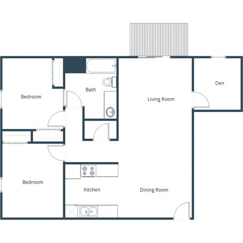 Grandview I Apartments in Grand Forks, ND | Two Bedroom Floor Plan 21B