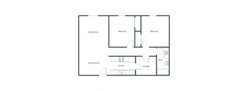 Grandview II Apartments in Grand Forks, ND | Two Bedroom Floor Plan 21B