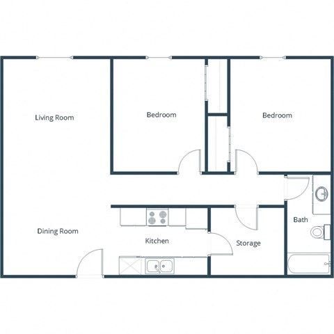 Grandview II Apartments in Grand Forks, ND | Two Bedroom Floor Plan 21B