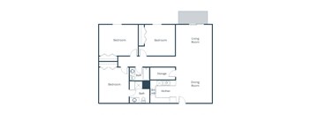 Grandview II Apartments in Grand Forks, ND | Three Bedroom Floor Plan 3175A
