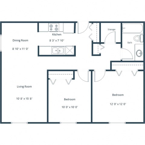 Madison Apartments in Grand Forks, ND | Two Bedroom Floor Plan 21A