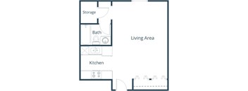 Roughrider Apartments in Grand Forks, ND | Efficiency Floor Plan 01A