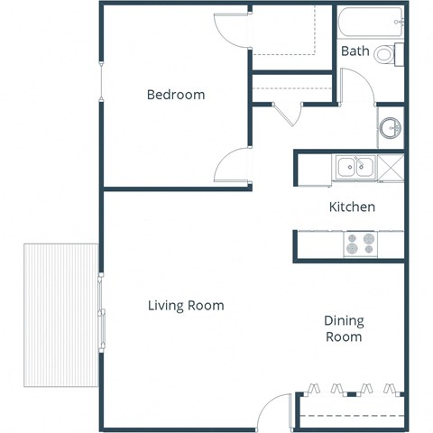 Roughrider Apartments in Grand Forks, ND | One Bedroom Floor Plan 11A