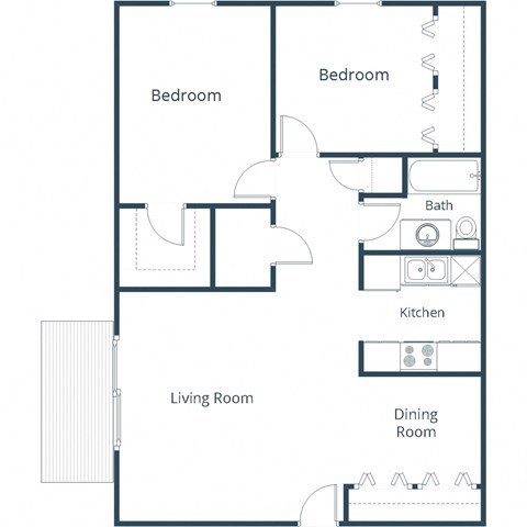 Roughrider Apartments in Grand Forks, ND | Two Bedroom Floor Plan 21A