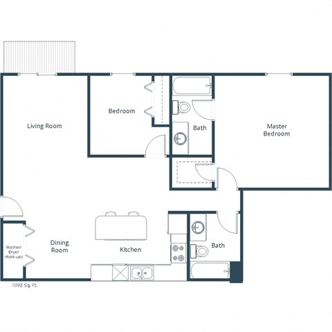 Vista Apartments in Grand Forks, ND | Two Bedroom Floor Plan 22A
