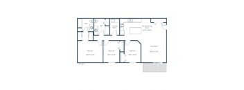 Vista Apartments in Grand Forks, ND | Three Bedroom Floor Plan 32B