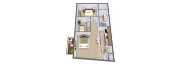 Courtyard Apartments in St. Louis Park, MN | Two Bedroom Floor Plan 21C