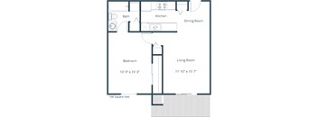 One Bedroom Floor Plan 11A  at Deerfield Apartments, Council Bluffs, 51503