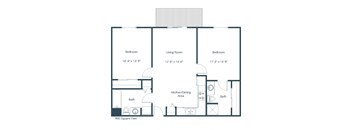 Two Bedroom Floor Plan 22A  at Deerfield Apartments, Council Bluffs, IA