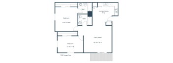Two Bedroom Floor Plan 22B  at Deerfield Apartments, Iowa, 51503