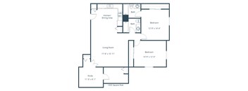 Two Bedroom Floor Plan 22D  at Deerfield Apartments, Iowa