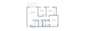 Three Bedroom Floor Plan 32A  at Deerfield Apartments, Iowa, 51503