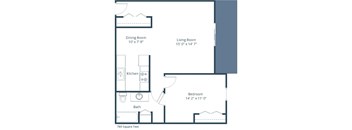 Evergreen Terrace Apartments | One Bedroom Floor Plan 11A