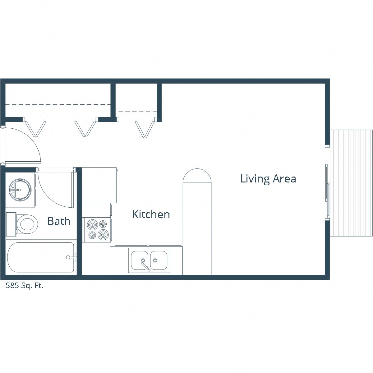 The Edge of Uptown Apartments | Studio Floor Plan 01A