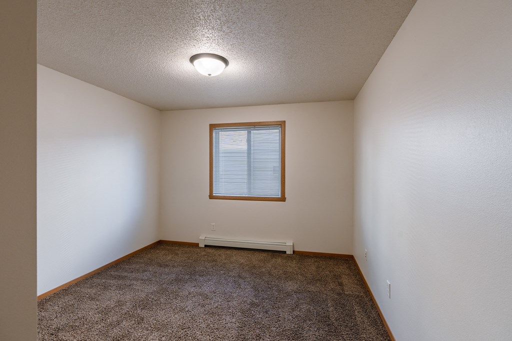 an empty room with carpet and a window. Fargo, ND Thunder Creek Apartments