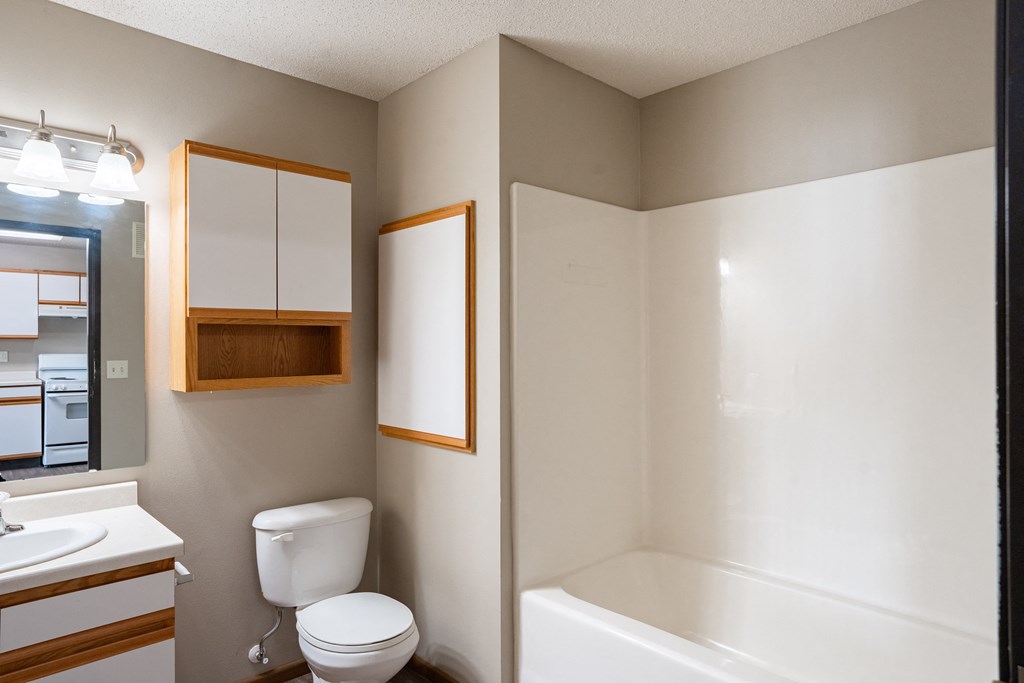 a bathroom with a toilet and a sink and a bath tub