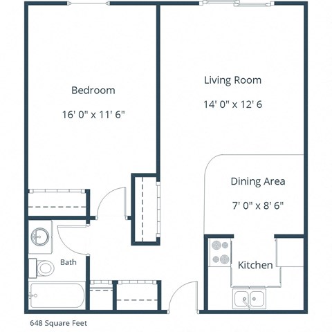 South Park Apartments | One Bedroom Floor Plan A