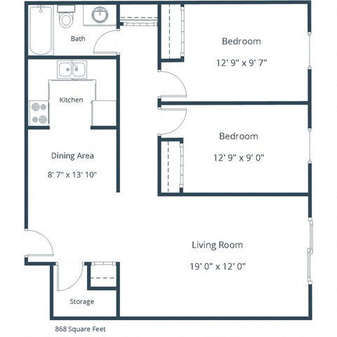 South Park Apartments | Two Bedroom Floor Plan A