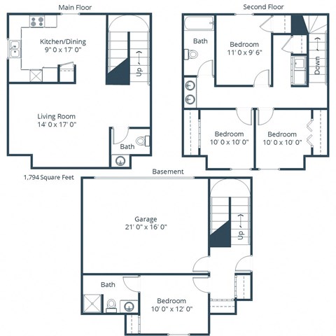 Townhomes at Mallard Creek | Four Bedroom Two and a Half Bath Plan A