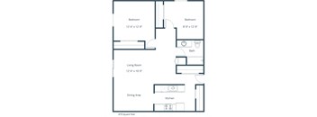 Woodstone Apartments in Moorhead, MN | Two Bedroom Floor Plan 21A