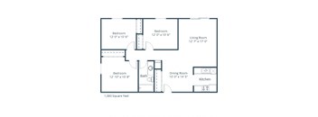 Woodstone Apartments in Moorhead, MN | Three Bedroom Floor Plan 31A