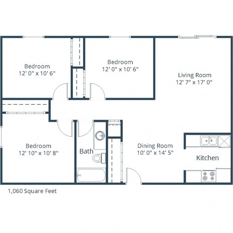 Woodstone Apartments | Three Bedroom Floor Plan A