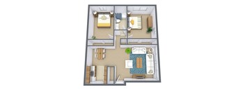 Georgetown on the River Apartments in Fridley, MN | Two Bedroom Floor Plan 21C | 900 SF at Georgetown on the River, Fridley, MN, 55432