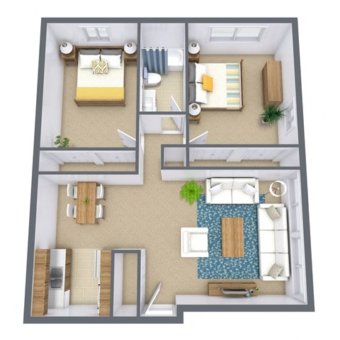 Georgetown on the River Apartments in Fridley, MN | Two Bedroom Floor Plan 21C | 900 SF at Georgetown on the River, Fridley, MN, 55432