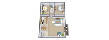 Georgetown on the River Apartments in Fridley, MN | Two Bedroom Floor Plan 21D | 1110 SF at Georgetown on the River, Fridley