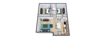 Georgetown on the River in Fridley, MN | Two Bedroom Floor Plan 21E