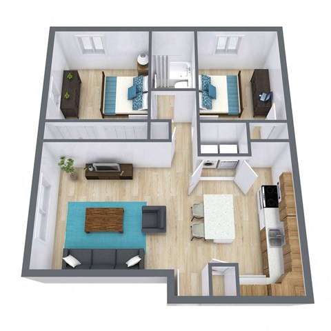 Georgetown on the River in Fridley, MN | Two Bedroom Floor Plan 21E