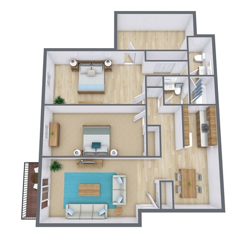 a floor plan of a house with a bedroom and a living room