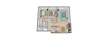 a 3d drawing of the roommates roommates floor plan