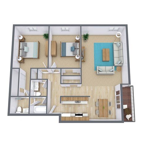 a 3d drawing of the roommates roommates floor plan