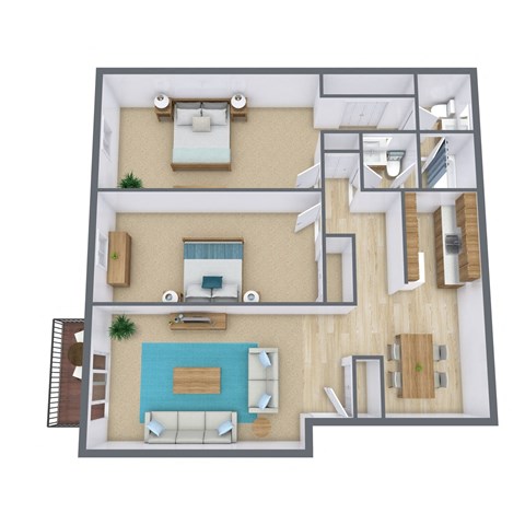 a floor plan of a house with a bedroom and a living room