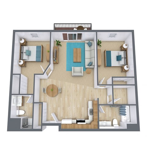 a 3d drawing of a 360 sq ft floor plan of a house