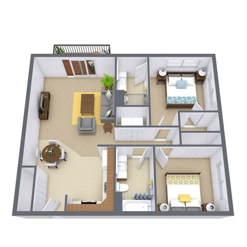 Glen Pond Apartments | Two Bedroom Floor Plan 22J