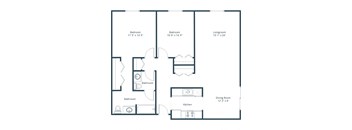 Glen Pond Apartments | Two Bedroom Floor Plan 22B