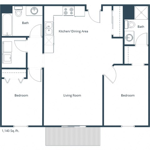 Glen Pond Apartments | Two Bedroom Floor Plan 22C