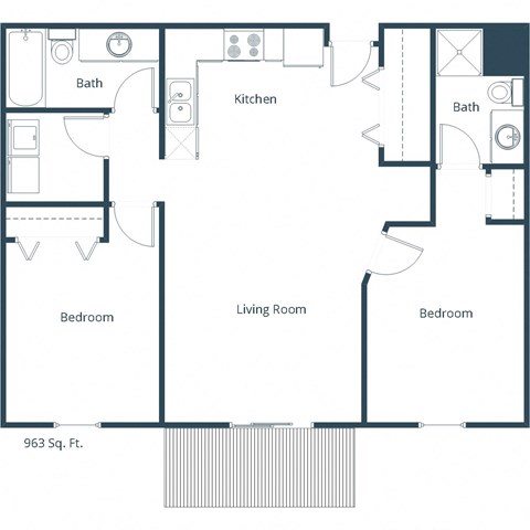 Glen Pond Apartments | Two Bedroom Floor Plan 22K