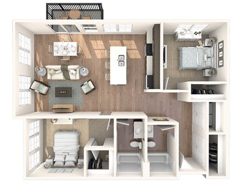 Glen Pond Addition Apartments | Two Bedroom | Plan DAU2FXXA