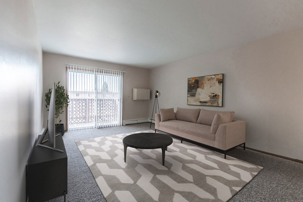 Grand Forks, ND Mayfair Apartments this is a photo of the living room of a 560 square foot, 1 bedroom apartment at