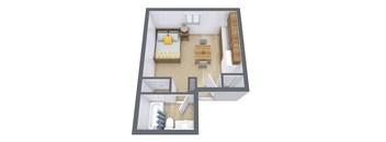 Hartford Apartments in Fargo, ND | Studio Floor Plan 01A