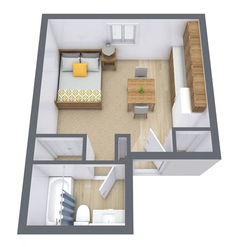 Hartford Apartments in Fargo, ND | Studio Floor Plan 01A