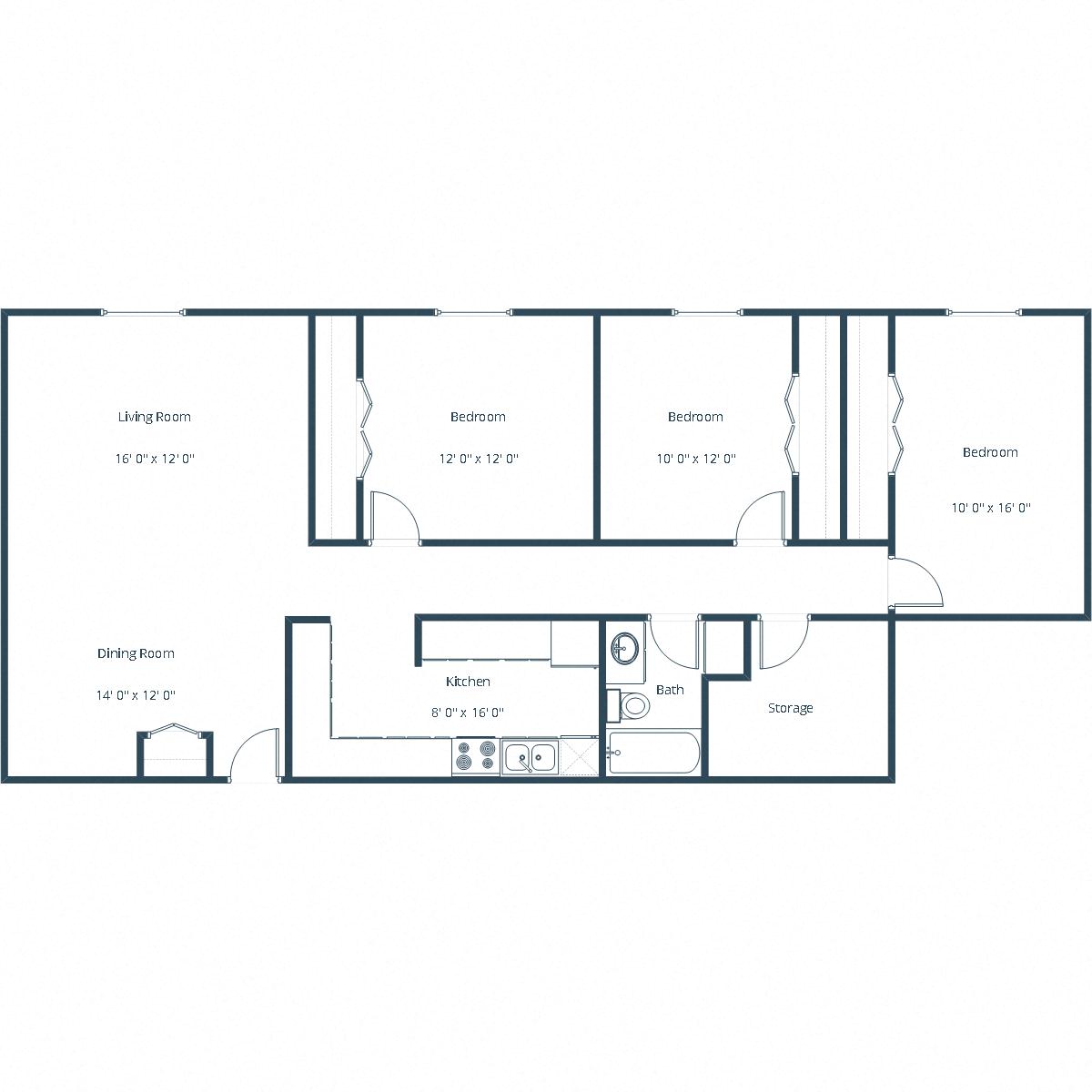 Bradbury Apartments in Bismarck, ND | Three Bedroom Floor Plan 31A