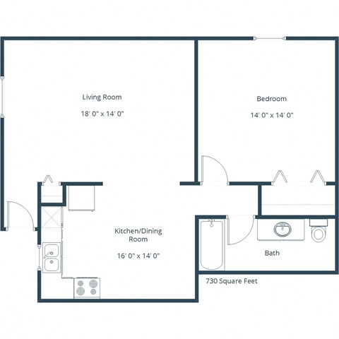 Highland Meadows Apartments in Bismarck, ND | One Bedroom Floor Plan 11A