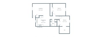 Highland Meadows Apartments in Bismarck, ND | Two Bedroom Floor Plan 21B