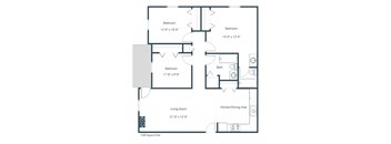 Galleria 3 Apartments in Fargo, ND | Three Bedroom Floor Plan 32B